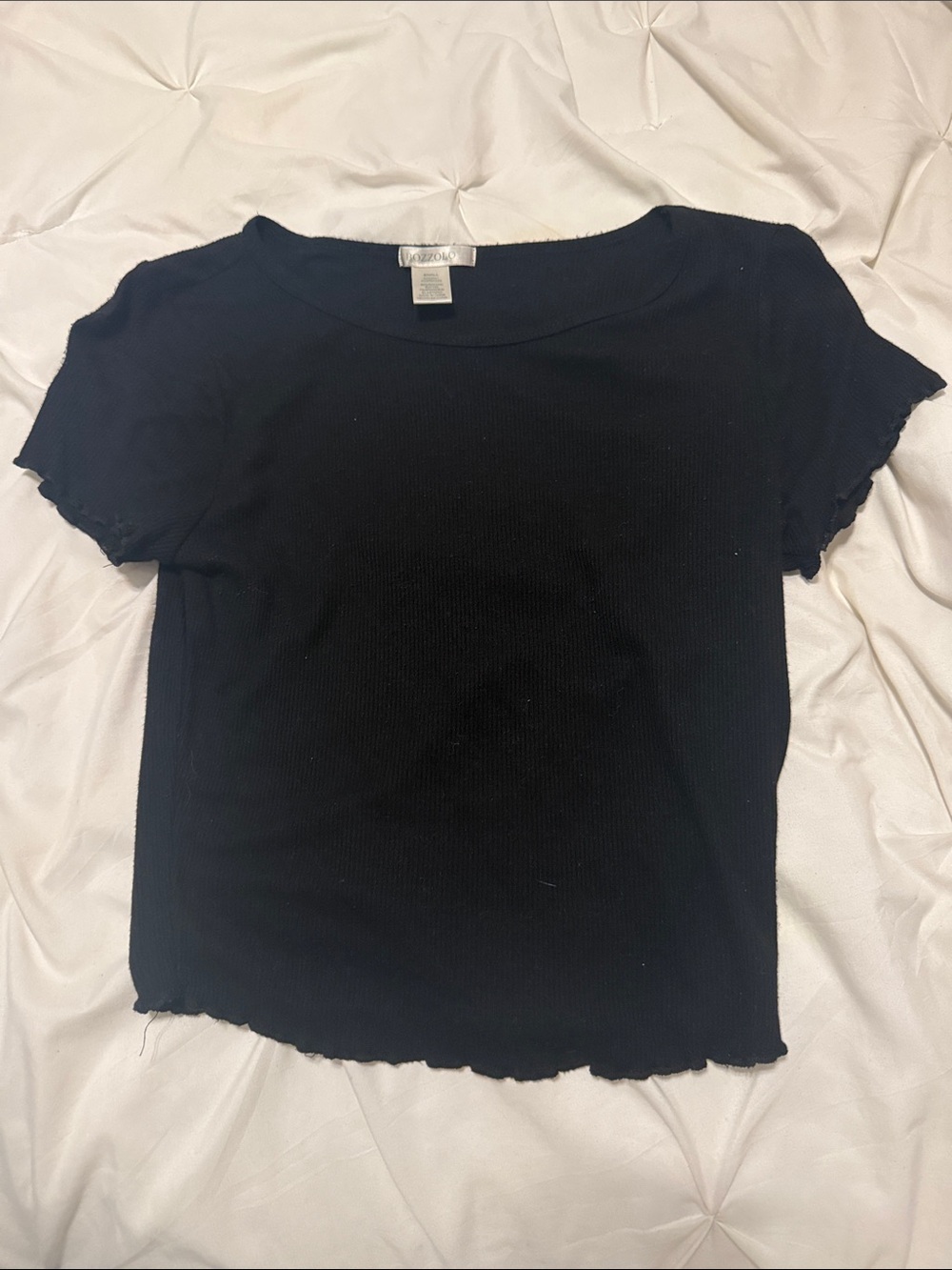Black Ribbed Short Sleeve Top - Unknown Brand